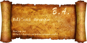 Bécsi Aranka névjegykártya