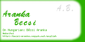 aranka becsi business card