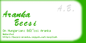 aranka becsi business card